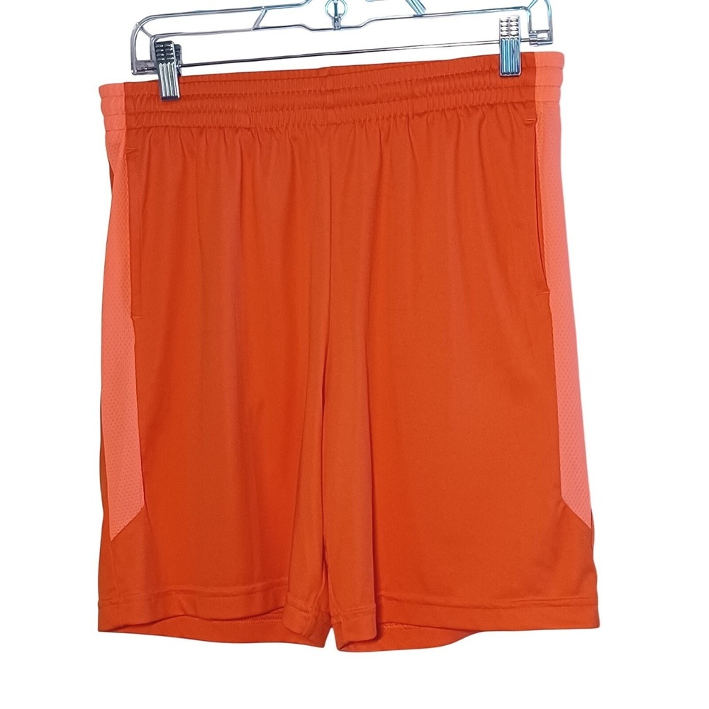 Tek Gear Athletic Shorts Boys Size XL 18-20 Orange Elastic Waist Moisture Wickin